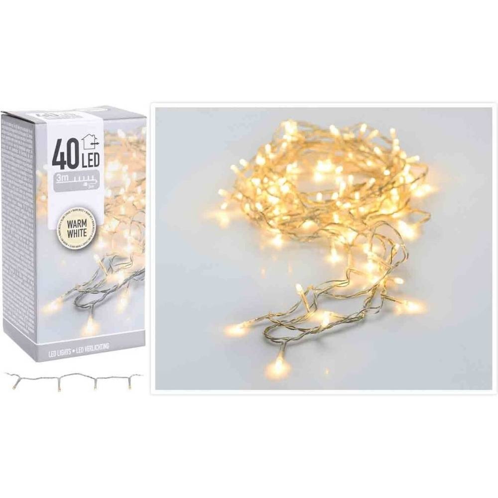 Kerstverlichting transparant snoer | 40 LED lampjes | warm wit | 3 meter