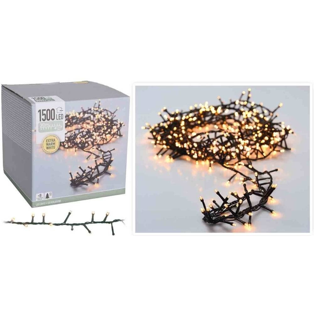 Kerstverlichting micro cluster | 1500 LED lampjes | extra warm wit | 30 meter
