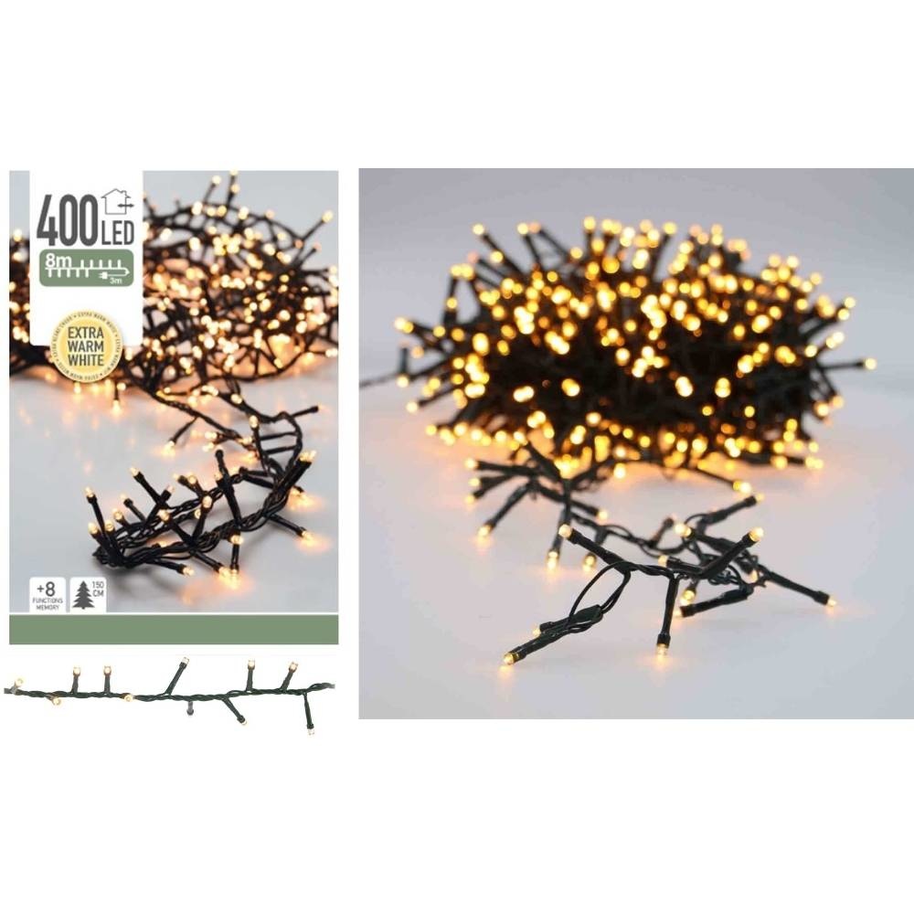 Kerstverlichting micro cluster | 400 LED lampjes | extra warm wit | 8 meter
