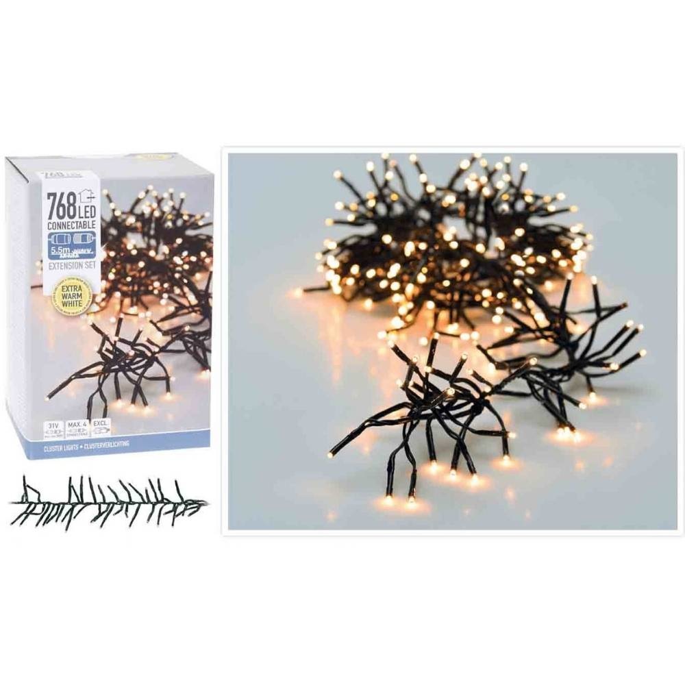 Kerstverlichting cluster koppelbaar | 768 LED lampjes | extra warm wit | 5,5 meter