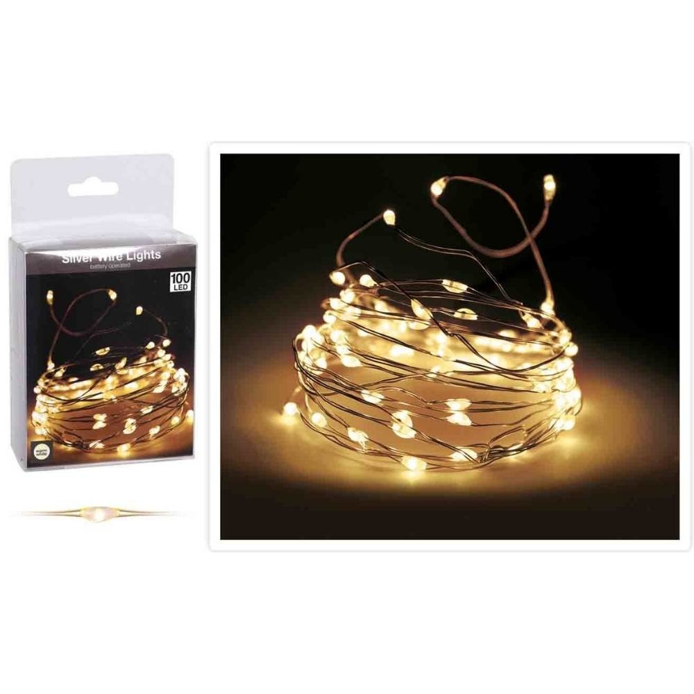 Kerstverlichting zilverdraad | 100 LED lampjes | warm wit | 5 meter