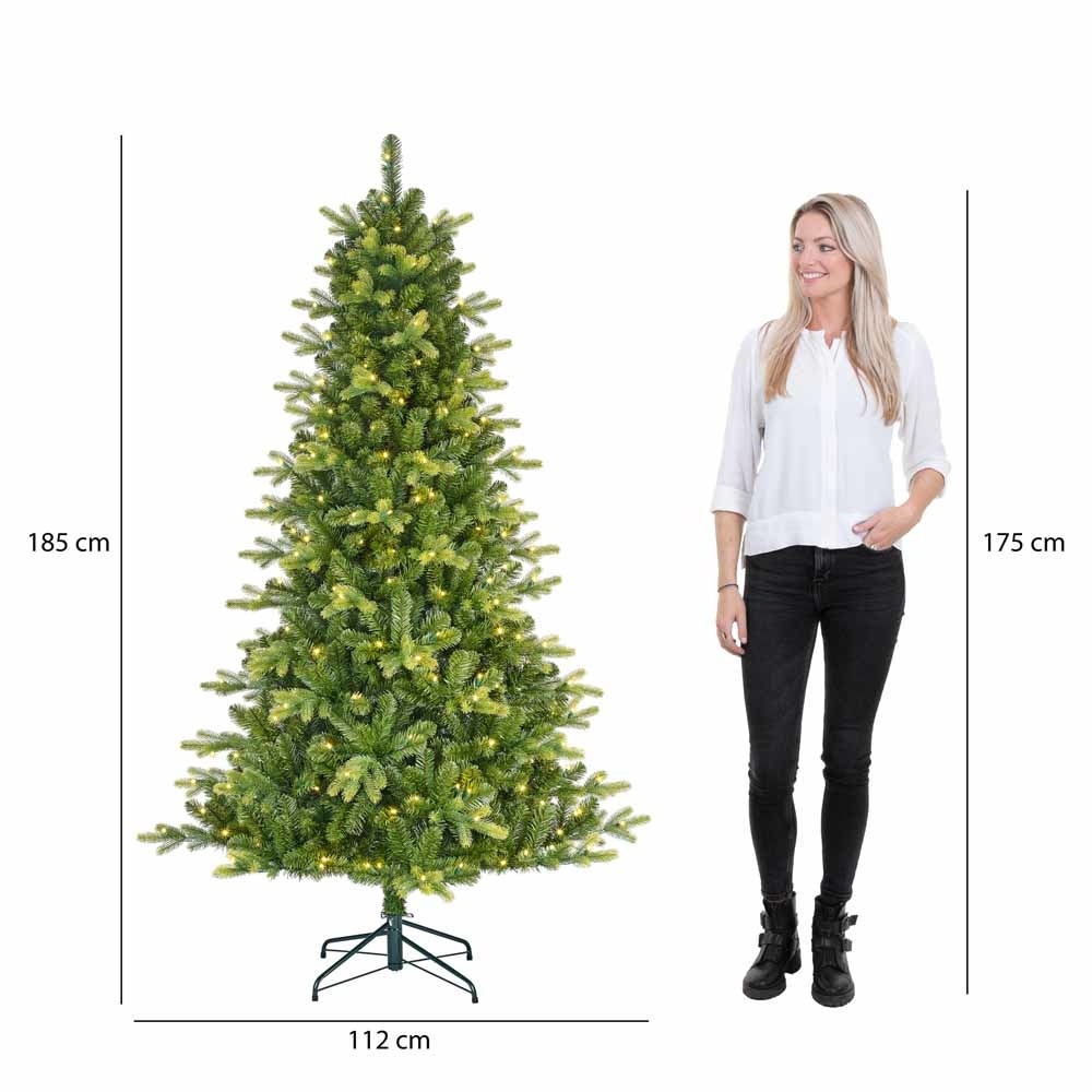 Dayton kunstkerstboom 185xø112cm | groen met 200 LED lampjes