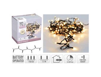 Kerstverlichting op batterijen | 192 LED lampjes | warm wit | 14,5 meter