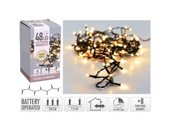 Kerstverlichting op batterijen | 48 LED lampjes | warm wit | 3,5 meter