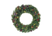 Creston kerstkrans incl. besjes en dennenappels | groen met bevroren details & LED lampjes | 60cm