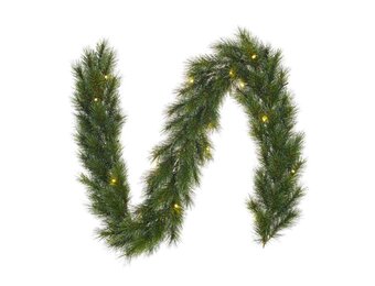 Glendon kerstguirlande | groen met bevroren details & LED lampjes | 270cm