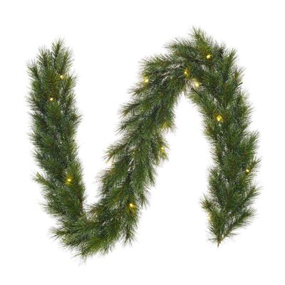 Glendon kerstguirlande | groen met bevroren details & LED lampjes | 270cm