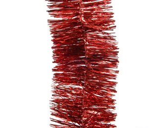 Kerstslinger lametta | glanzend kerstrood | 270cm