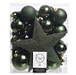 Decoris Kerstballen mixbox met piek 33-delig | dennengroen | kunststof/onbreekbaar | diverse maten