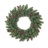 Creston kerstkrans incl. besjes en dennenappels | groen met bevroren details | 45cm