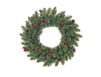 Creston kerstkrans incl. besjes en dennenappels | groen met bevroren details | 60cm