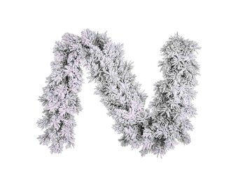 Dinsmore kerstguirlande | wit/met sneeuw | 180cm