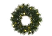 Glendon kerstkrans | groen met bevroren details & LED lampjes | 60cm