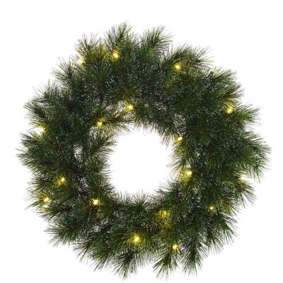 Glendon kerstkrans | groen met bevroren details & LED lampjes | 60cm