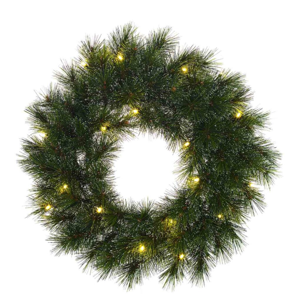 Glendon kerstkrans | groen met bevroren details & LED lampjes | 60cm