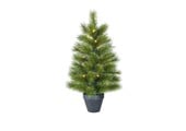 Glendon Potted kunstkerstboom 90xø51cm | groen met bevroren details & 30 LED lampjes