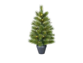 Glendon Potted kunstkerstboom 90xø51cm | groen met bevroren details & 30 LED lampjes
