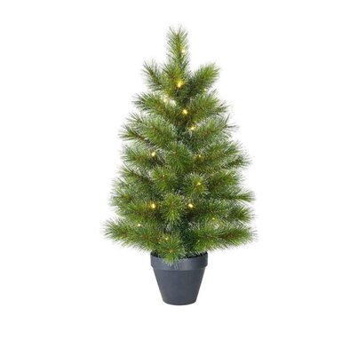Glendon Potted kunstkerstboom 90xø51cm | groen met bevroren details & 30 LED lampjes
