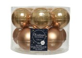 Kerstballen set 10-delig | glas | camel bruin | 6cm