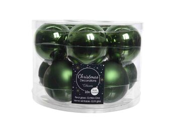 Kerstballen set 10-delig | glas | dennengroen | 6cm
