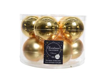 Kerstballen set 10-delig | glas | licht goud | 6cm