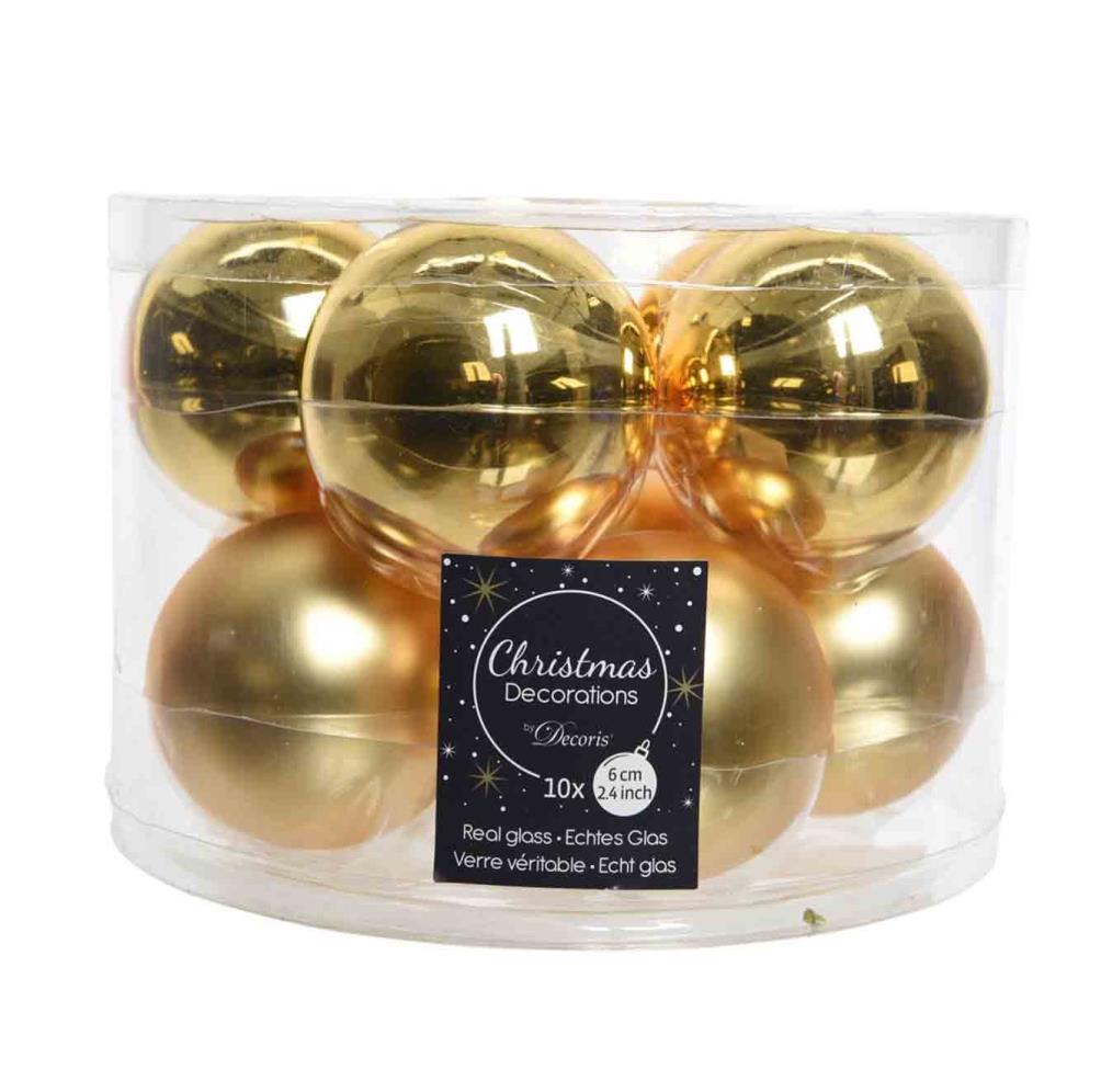 Kerstballen set 10-delig | glas | lichtgoud | 6cm
