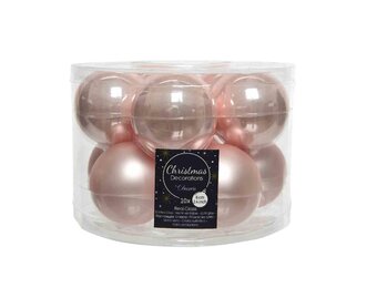 Kerstballen set 10-delig | glas | poederroze | 6cm