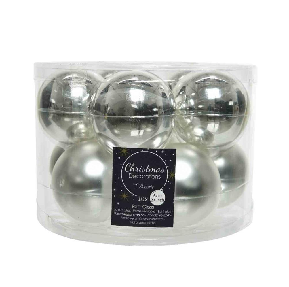 Kerstballen set 10-delig | glas | zilver | 6cm
