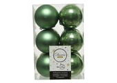 Kerstballen set 12-delig | saliegroen | kunststof/onbreekbaar | 6cm