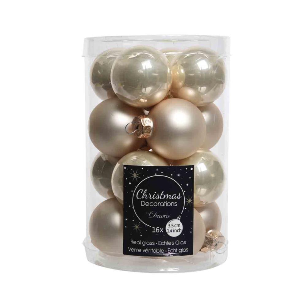 Kerstballen set 16-delig | glas | parel | 3,5cm