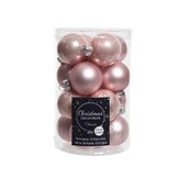 Kerstballen set 16-delig | glas | poederroze | 3,5cm
