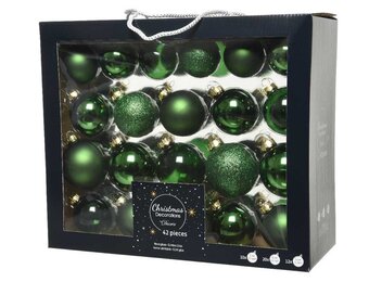 Kerstballen set 42-delig | glas | dennengroen | diverse maten