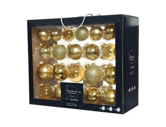 Kerstballen set 42-delig | glas | licht goud | diverse maten
