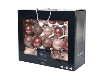 Kerstballen set 42-delig | glas | roze | diverse maten