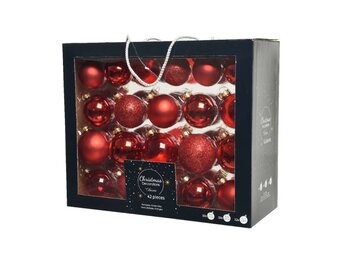 Kerstballen set 42-delig | glas | rood | diverse maten