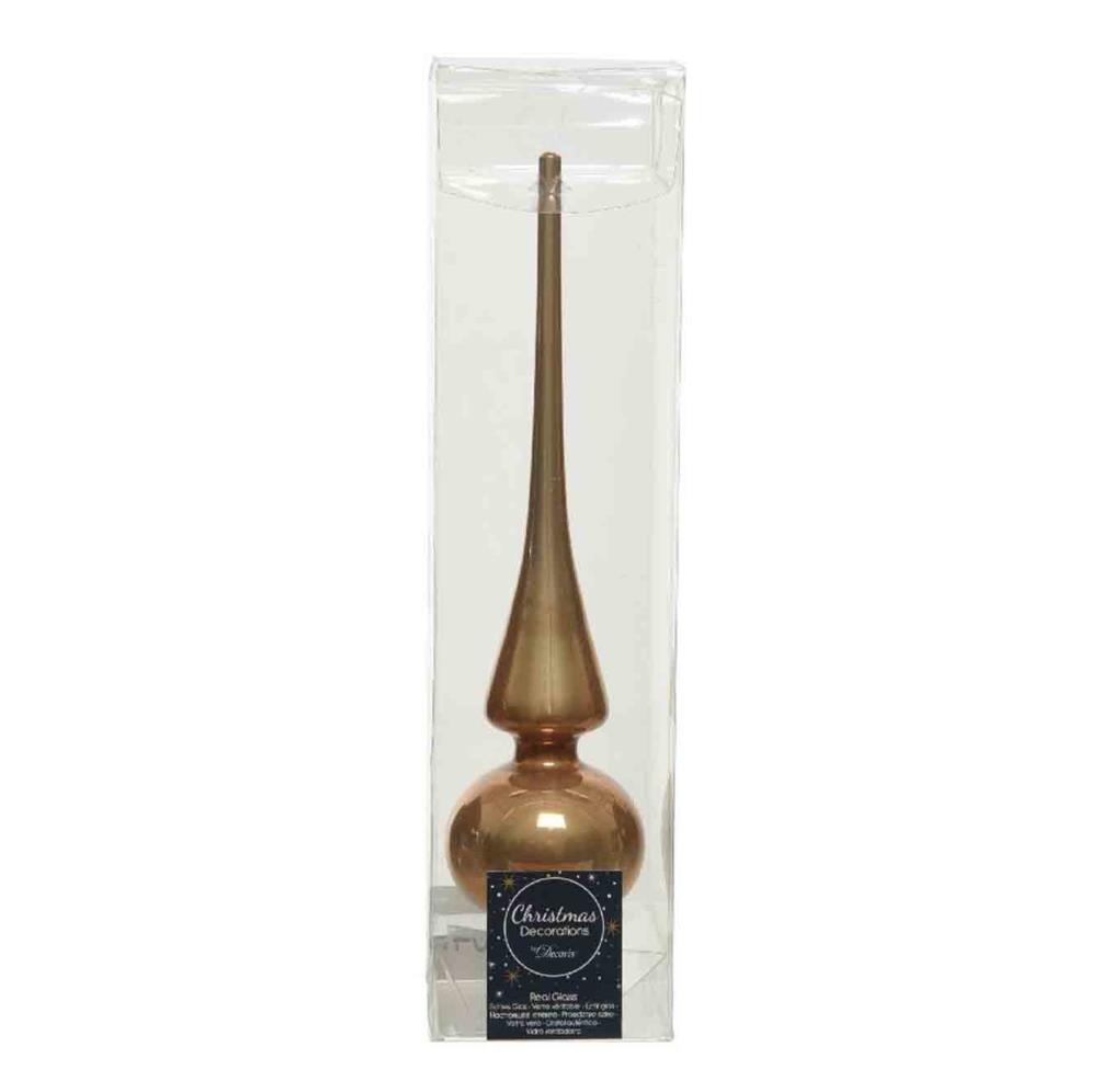 Kerstboompiek van glas | camel bruin | 26cm hoog