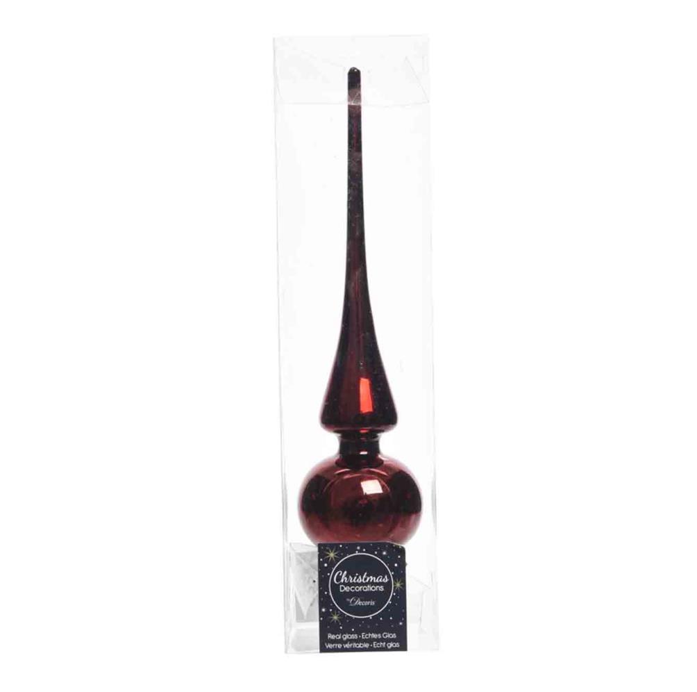 Kerstboompiek van glas | donkerrood | 26cm hoog