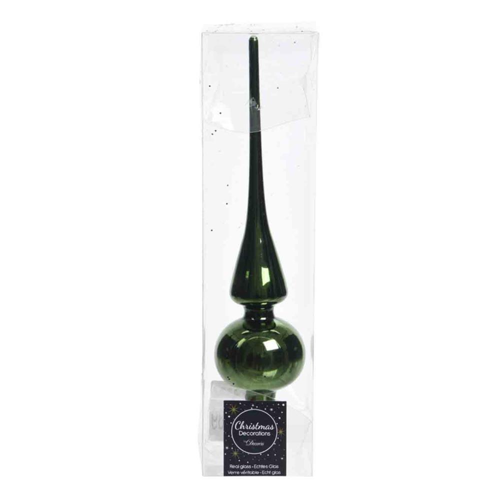 Kerstboompiek van glas | dennengroen | 26cm hoog