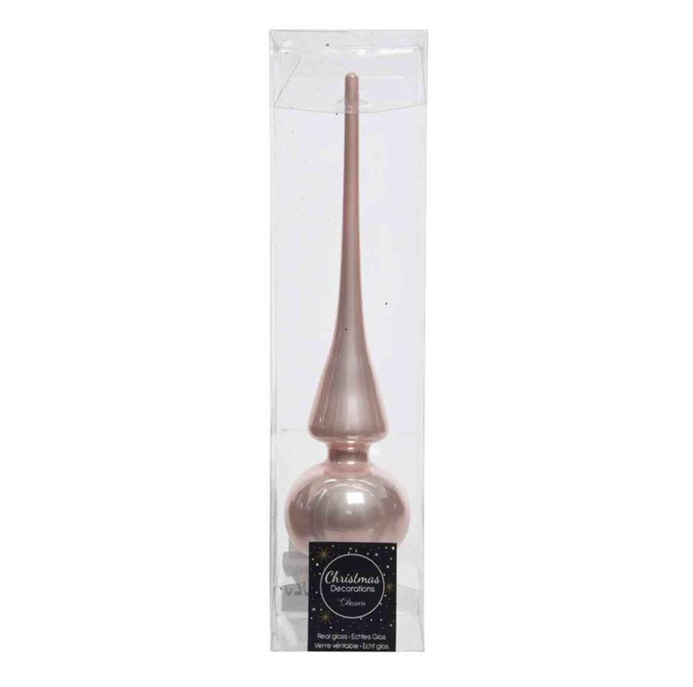 Kerstboompiek van glas | poederroze | 26cm hoog
