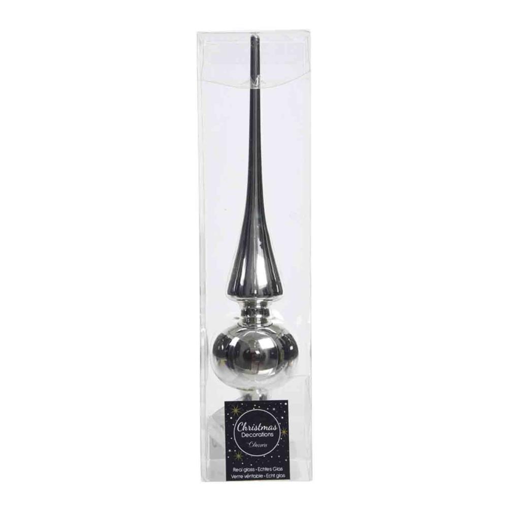 Kerstboompiek van glas | zilver | 26cm hoog