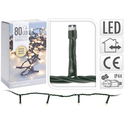 Kerstverlichting | 80 LED lampjes | extra warm wit | 6 meter