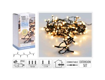 Kerstverlichting koppelbaar | 100 LED lampjes | extra warm wit | 7,5 meter