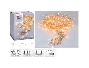 Kerstverlichting transparant snoer | 180 LED lampjes | warm wit | 13,5 meter