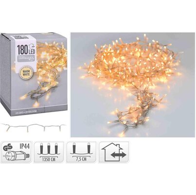 Kerstverlichting transparant snoer | 180 LED lampjes | warm wit | 13,5 meter