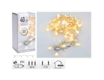 Kerstverlichting transparant snoer | 40 LED lampjes | warm wit | 3 meter