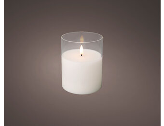 LED kaars | glas & wax | wit/warm wit | ø10x12,5cm