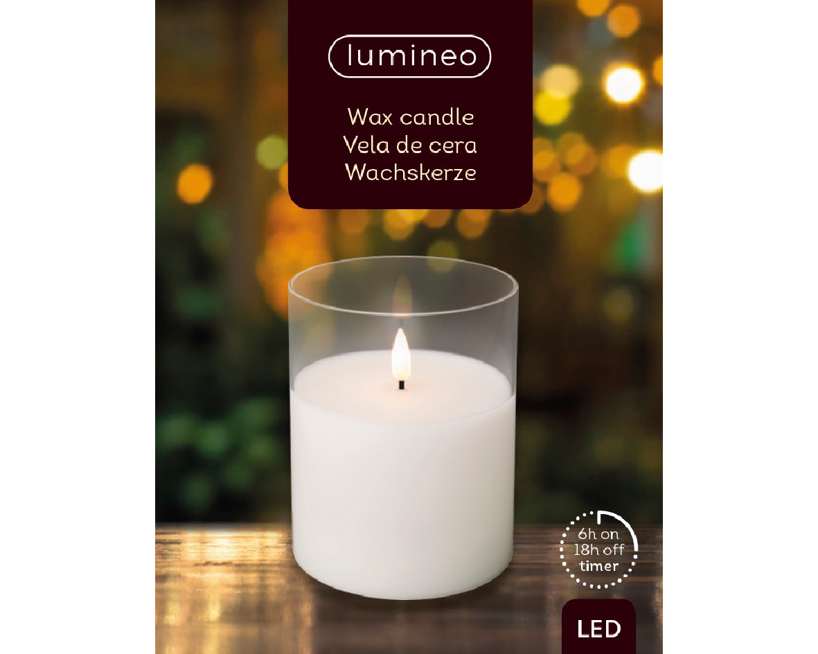 LED kaars glas H12,5cm | helder/warm wit | Ø10cm