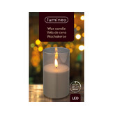 LED kaars | glas & wax | rookgrijs/warm wit | ø7,5x12,5cm