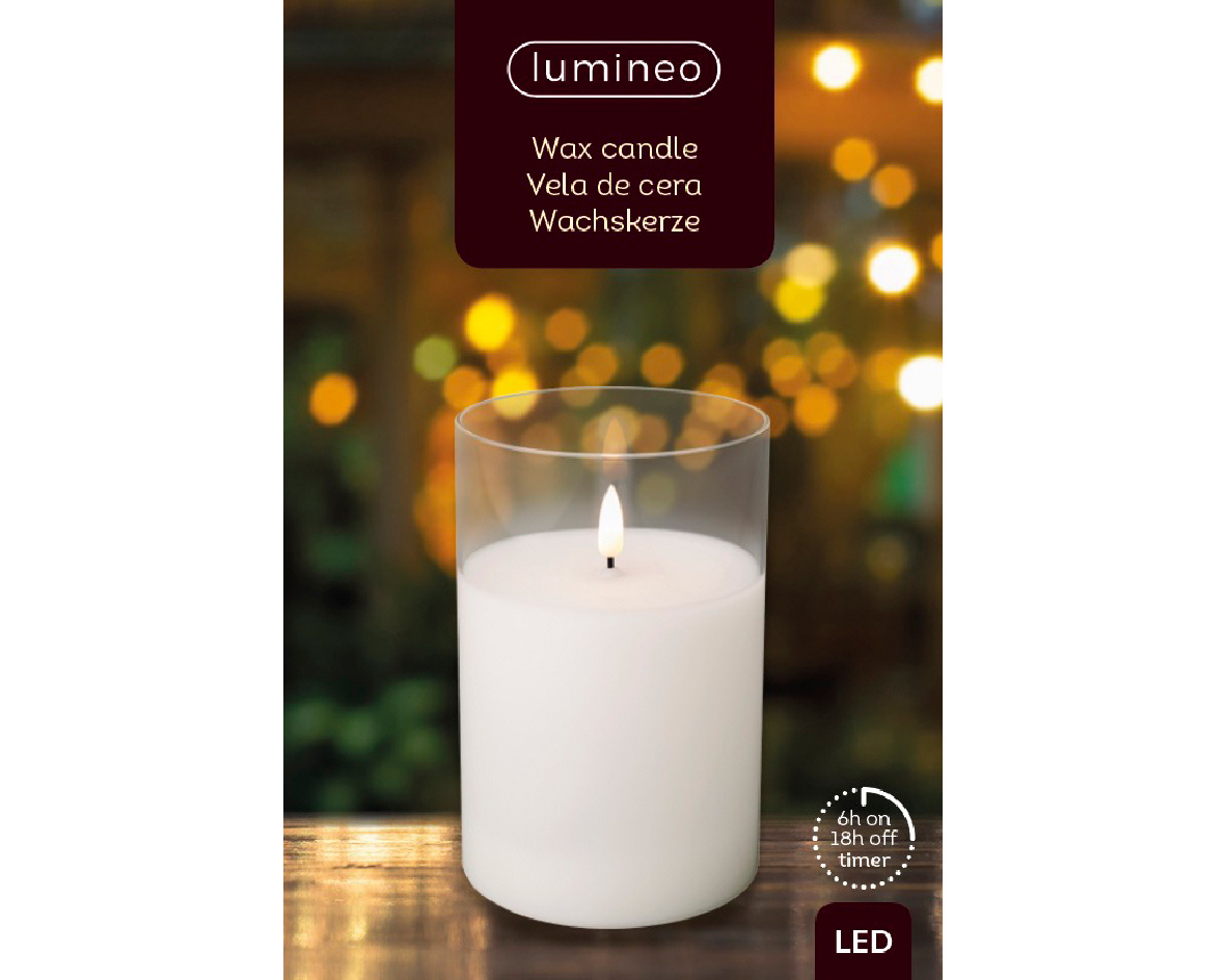 LED kaars glas H15cm | helder/warm wit | Ø10cm