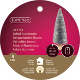Mini kerstboom decoratief | zilver | LED/warm wit | 20cm